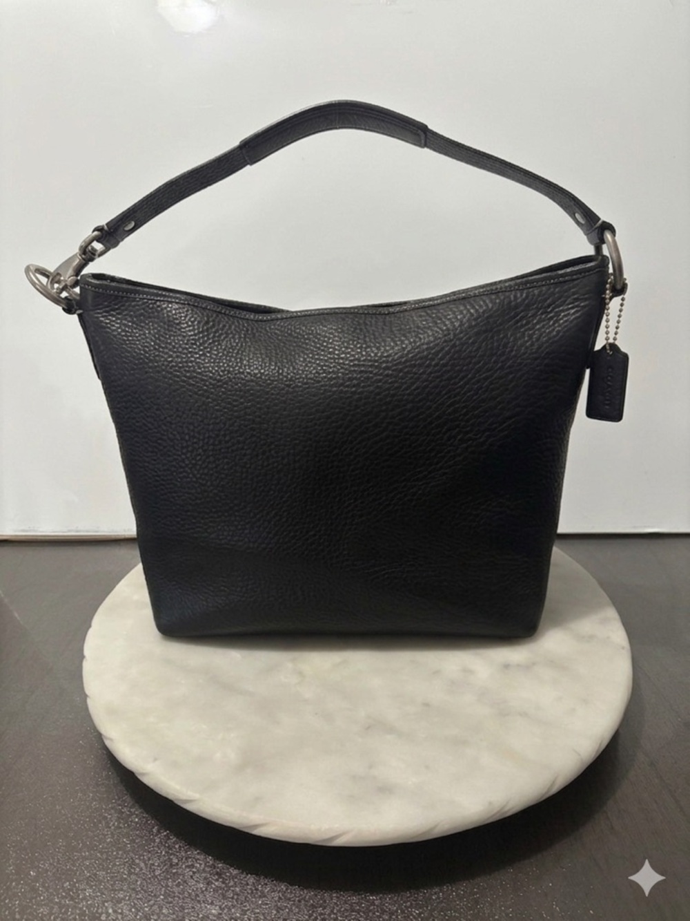 Coach Sarah Hobo Bag F13094 Pebbled Black Leather Shoulder Bag Purse